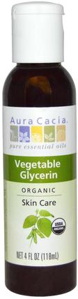 Organic Skin Care, Vegetable Glycerin, 4 fl oz (118 ml) by Aura Cacia, 美容，面部護理，甘油蔬菜 HK 香港
