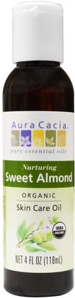 Organics, Skin Care Oil, Nuturing Sweet Almond, 4 fl oz (118 ml) by Aura Cacia, 健康，皮膚，按摩油，身體護理油 HK 香港