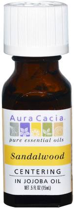 Pure Essential Oils, Sandalwood.5 fl oz (15 ml) by Aura Cacia, 沐浴，美容，香薰精油，檀香精油 HK 香港