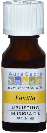 Pure Essential Oils, Vanilla.5 fl oz (15 ml) by Aura Cacia, 沐浴，美容，香薰精油 HK 香港