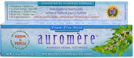 Ayurvedic Herbal Toothpaste, Foam-Free, Mint, 4.16 oz (117 g) by Auromere, 洗澡，美容，口腔牙齒護理，牙膏 HK 香港