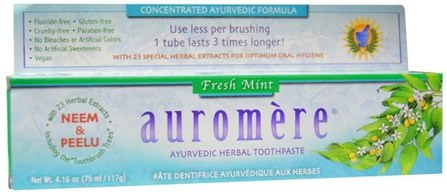 Ayurvedic Herbal Toothpaste, Fresh Mint, 4.16 oz (117 g) by Auromere, 沐浴，美容，牙膏，口腔牙齒護理，牙齒美白 HK 香港