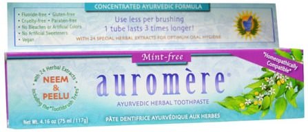 Ayurvedic Herbal Toothpaste, Mint-Free, 4.16 oz (117 g) by Auromere, 沐浴，美容，牙膏，口腔牙齒護理，牙齒美白 HK 香港