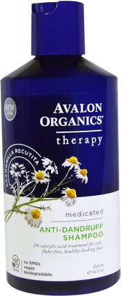 Anti-Dandruff Shampoo, Chamomilla Recutita, 14 fl oz (414 ml) by Avalon Organics, 健康 HK 香港