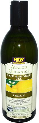 Bath & Shower Gel, Lemon, 12 fl oz (355 ml) by Avalon Organics, 洗澡，美容，沐浴露 HK 香港