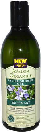 Bath & Shower Gel, Rosemary, 12 fl oz (355 ml) by Avalon Organics, 洗澡，美容，沐浴露 HK 香港