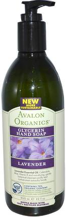 Glycerin Hand Soap, Lavender, 12 fl oz (355 ml) by Avalon Organics, 洗澡，美容，肥皂 HK 香港