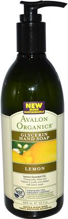 Glycerin Hand Soap, Lemon, 12 fl oz (355 ml) by Avalon Organics, 洗澡，美容，肥皂 HK 香港