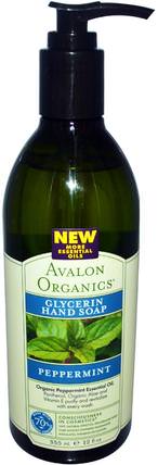 Glycerin Hand Soap, Peppermint, 12 fl oz (355 ml) by Avalon Organics, 洗澡，美容，肥皂 HK 香港