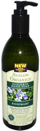 Glycerin Hand Soap, Rosemary, 12 fl oz (355 ml) by Avalon Organics, 洗澡，美容，肥皂 HK 香港