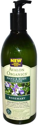 Hand & Body Lotion, Rosemary, 12 oz (340 ml) by Avalon Organics, 洗澡，美容，潤膚露 HK 香港