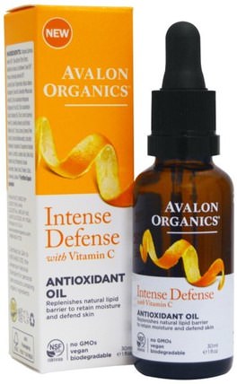 Intense Defense, With Vitamin C, Antioxidant Oil, 1 fl oz (30 ml) by Avalon Organics, 健康，皮膚血清，維生素c HK 香港