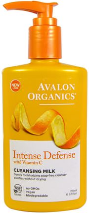Intense Defense, With Vitamin C, Cleansing Milk, 8.5 fl oz (251 ml) by Avalon Organics, 美容，面部護理，洗面奶，維生素c HK 香港