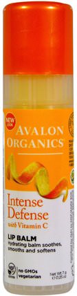 Intense Defense, With Vitamin C, Lip Balm, 0.25 oz (7 g) by Avalon Organics, 洗澡，美容，唇部護理，潤唇膏，維生素c HK 香港