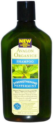 Shampoo, Strengthening, Peppermint, 11 fl oz (325 ml) by Avalon Organics, 洗澡，美容，洗髮水，頭髮，頭皮，護髮素 HK 香港