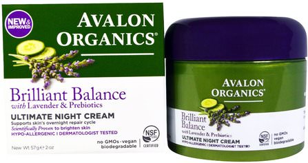 Ultimate Night Cream, 2 oz (57 g) by Avalon Organics, 美容，面部護理，面霜，乳液，健康，皮膚，晚霜 HK 香港