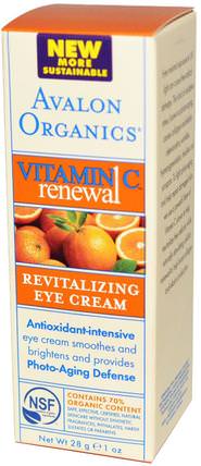 Vitamin C Renewal, Revitalizing Eye Cream, 1 oz (28 g) by Avalon Organics, 美容，眼霜，維生素c HK 香港