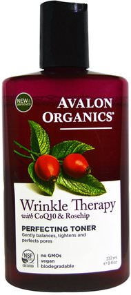 Wrinkle Therapy, With CoQ10 & Rosehip, Perfecting Toner, 8 fl oz (237 ml) by Avalon Organics, 美容，面部護理，面霜，乳液，coq10皮膚 HK 香港