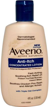 Active Naturals, Anti-Itch Concentrated Lotion, 4 fl oz (118 ml) by Aveeno, 止癢，身體 HK 香港