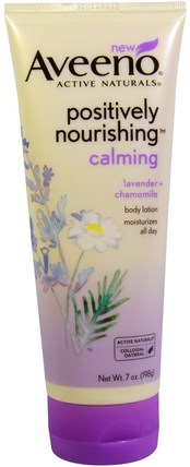 Active Naturals, Positively Nourishing Calming Body Lotion, Lavender + Chamomile, 7 oz (198 g) by Aveeno, 正面滋養，沐浴，美容，潤膚露 HK 香港