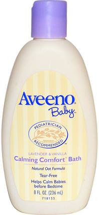 Baby, Calming Comfort Bath, Lavender & Vanilla, 8 fl oz (236 ml) by Aveeno, 兒童健康，孩子洗澡 HK 香港