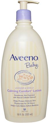 Baby, Calming Comfort Lotion, Lavender & Vanilla, 18 fl oz (532 ml) by Aveeno, 洗澡，美容，潤膚露，嬰兒潤膚露 HK 香港