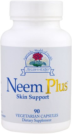 90 Veggie Caps by Ayush Herbs Neem Plus Skin Support, 健康，女性 HK 香港