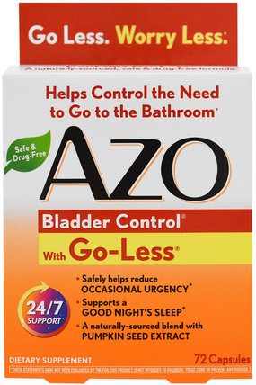 Bladder Control, With Go-Less, 72 Capsules by Azo, 草藥，蔓越莓，健康，泌尿健康 HK 香港