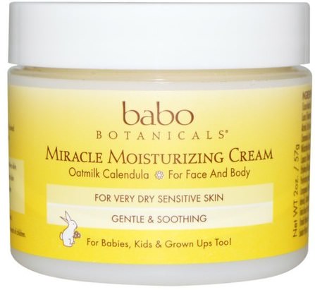 Miracle Moisturizing Cream, Oatmilk Calendula, 2 oz (57 g) by Babo Botanicals, 沐浴，美容，潤膚露，嬰兒潤膚露，兒童健康，尿布，尿布霜 HK 香港
