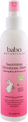 Smooth Detangling Spray, Berry Primrose, 8 fl oz (237 ml) by Babo Botanicals, 洗澡，美容，護髮素，兒童護髮素，兒童detangler HK 香港