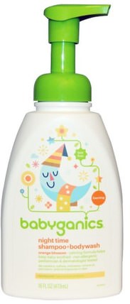 Night Time Shampoo + Bodywash, Orange Blossom, 16 fl oz (473 ml) by BabyGanics, 洗澡，美容，洗髮水，兒童洗髮水，沐浴露，兒童沐浴露，兒童沐浴露 HK 香港