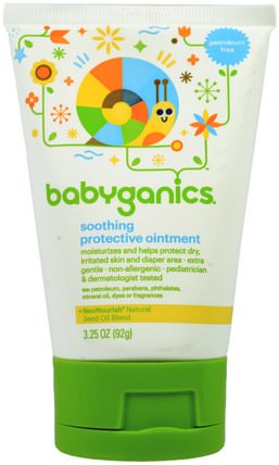 Soothing Protective Ointment, 3.25 oz (92 g) by BabyGanics, 兒童健康，尿布，尿布霜 HK 香港