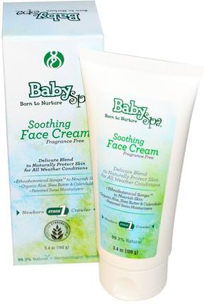 Soothing Face Cream, Stage 1, Newborn, Fragrance Free, 3.4 oz (100 g) by BabySpa, 沐浴，美容，潤膚露，嬰兒潤膚露，面部護理，面霜，乳液 HK 香港