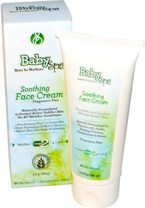 Soothing Face Cream, Stage 2, 4+ Years, Fragrance Free, 3.4 oz (100 g) by BabySpa, 沐浴，美容，潤膚露，嬰兒潤膚露，面部護理，面霜，乳液 HK 香港