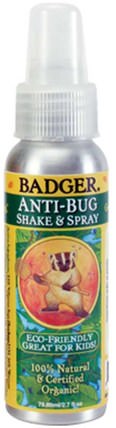 Anti-Bug, Shake & Spray, 2.7 fl oz (79.85 ml) by Badger Company, 兒童健康，兒童和嬰兒驅蚊劑，蟲子和驅蟲劑 HK 香港