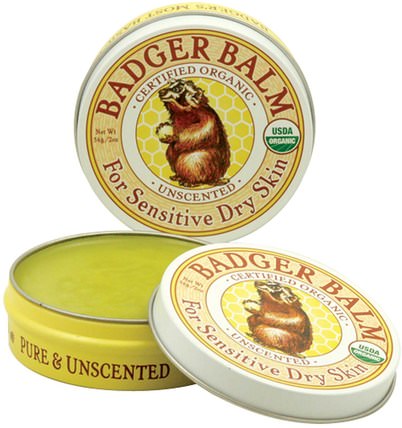 Badger Balm, For Sensitive Dry Skin, Unscented, 2 oz (56 g) by Badger Company, 保健，護膚 HK 香港