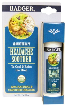 Headache Soother, Peppermint & Lavender.60 oz (17 g) by Badger Company, 洗澡，美容，香薰精油，健康，頭痛 HK 香港