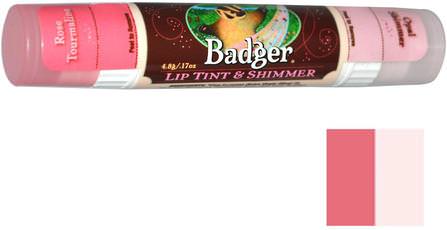 Lip Tint & Shimmer, Rose Tourmaline / Opal Shimmer.17 oz (4.8 g) by Badger Company, 沐浴，美容，口紅，光澤，眼線，唇部護理，唇膏 HK 香港