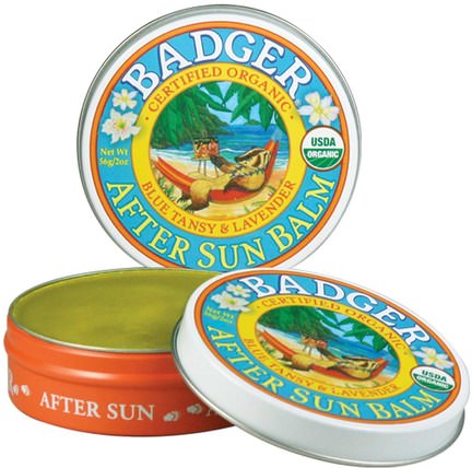Organic After Sun Balm, Blue Tansy & Lavender, 2 oz (56 g) by Badger Company, 健康，護膚，美容，面部護理，曬傷防曬 HK 香港