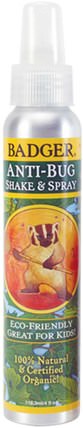 Organic Anti-Bug, Shake & Spray, 4 fl oz (118.3 ml) by Badger Company, 兒童健康，兒童和嬰兒驅蚊劑，蟲子和驅蟲劑 HK 香港