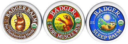 Organic Badger Balm Sampler, 3 Pack Set - .75 oz (21 g) Each by Badger Company, 洗澡，美容，禮品套裝 HK 香港