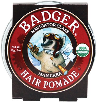 Organic Hair Pomade, Navigator Class, Man Care, 2 oz (56 g) by Badger Company, 洗澡，美容，頭髮，頭皮，男士護髮，髮型定型凝膠 HK 香港