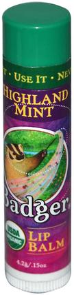 Organic Lip Balm, Highland Mint.15 oz (4.2 g) by Badger Company, 洗澡，美容，唇部護理，唇膏 HK 香港