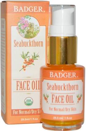 Seabuckthorn Face Oil, For Normal/Dry Skin, 1 fl oz (29.5 ml) by Badger Company, 美容，面部護理，皮膚類型中性至乾性皮膚 HK 香港