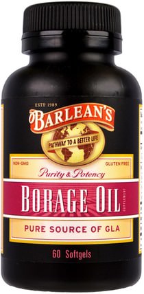 Borage Oil, 60 Softgels by Barleans, 補充劑，efa omega 3 6 9（epa dha），琉璃苣油 HK 香港