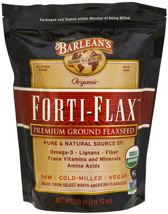 Organic Forti-Flax, Premium Ground Flaxseed, 28 oz (1 lb 12 oz) by Barleans, 補充劑，亞麻籽，亞麻粉，barleans亞麻油 HK 香港