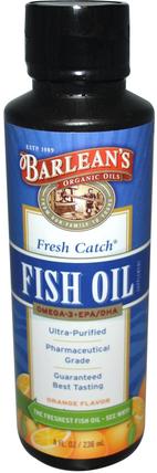 Fresh Catch Fish Oil, Omega-3 EPA/DHA, Orange Flavor, 8 fl oz (236 ml) by Barleans, 補充劑，efa omega 3 6 9（epa dha），dha，epa，魚油液體 HK 香港