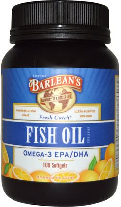 Fresh Catch, Fish Oil Supplement, Omega-3 EPA/DHA, Orange Flavor, 100 Softgels by Barleans, 補充劑，efa omega 3 6 9（epa dha），dha，epa，魚油軟膠囊 HK 香港