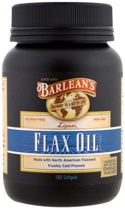 Lignan Flax Oil, 100 Softgels by Barleans, 補充劑，efa omega 3 6 9（epa dha），亞麻油軟膠囊，barleans亞麻油 HK 香港