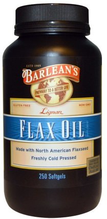 Lignan Flax Oil, 250 Softgels by Barleans, 補充劑，efa omega 3 6 9（epa dha），亞麻油軟膠囊，barleans亞麻油 HK 香港